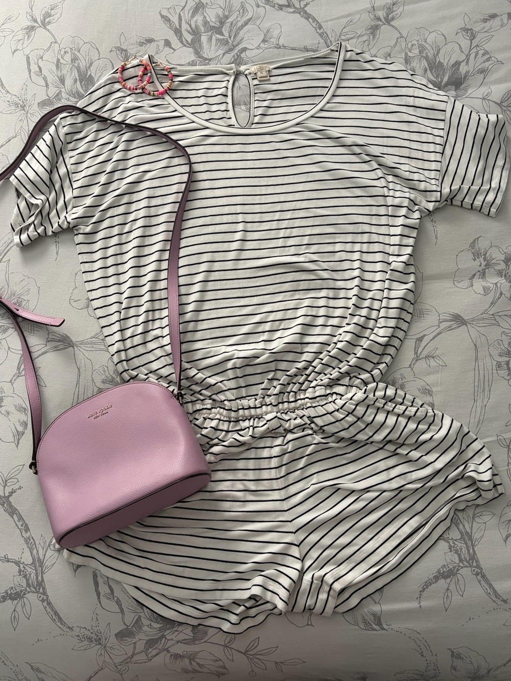 XL J. Crew Striped Short Sleeve Romper